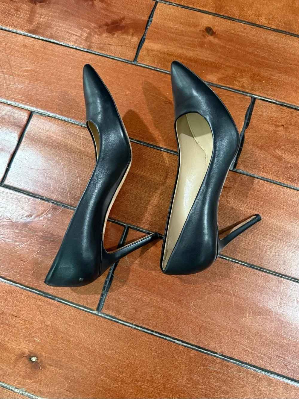 J. Crew Black Pointed-Toe Leather Pumps